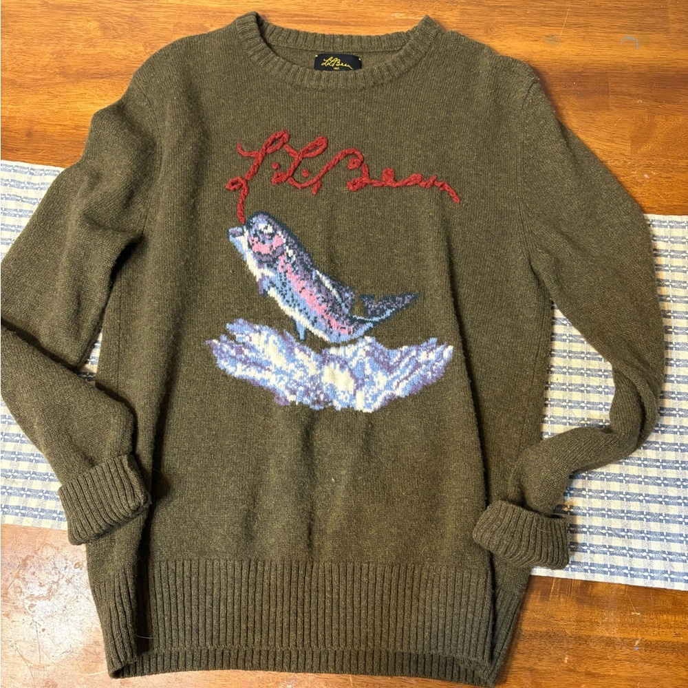 L.L. Bean Embroidered Trout Sweater